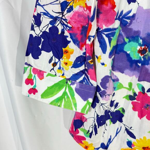 Lauren Ralph Lauren Women’s Floral 100% Cotton Button Down Shirt Large - Picture 3 of 5